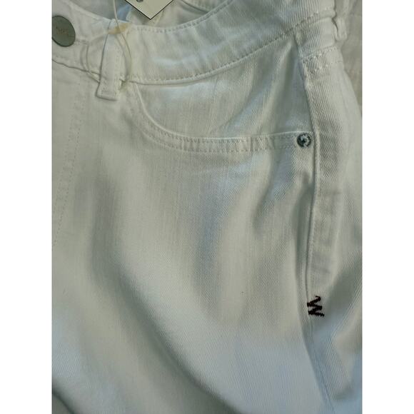 Warp + Weft Crop Bootcut Jeans Womens 8/29 White High Rise Flare Denim Pants New - Picture 5 of 8